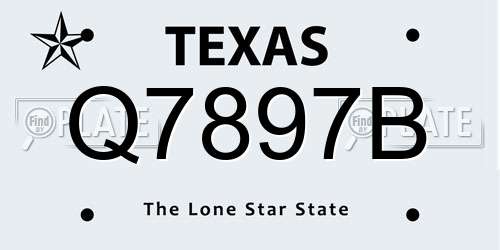 Q7897B Texas License Plate