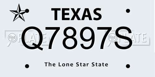 Q7897S Texas License Plate