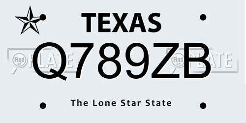 Q789ZB Texas License Plate