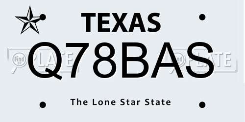 Q78BAS Texas License Plate