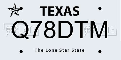 Q78DTM Texas License Plate