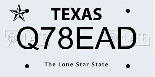 Q78EAD Texas License Plate