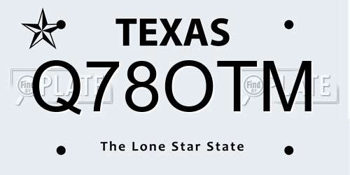 Q78OTM Texas License Plate