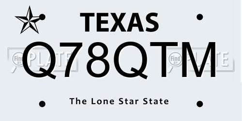 Q78QTM Texas License Plate