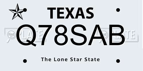 Q78SAB Texas License Plate