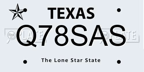 Q78SAS Texas License Plate