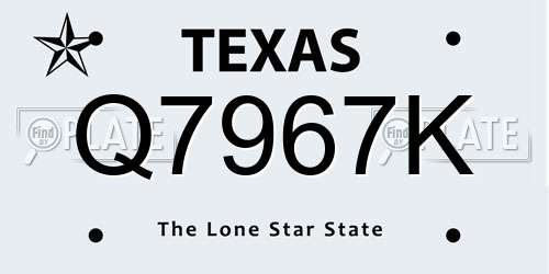 Q7967K Texas License Plate