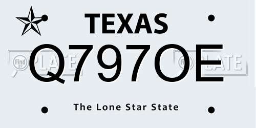 Q797OE Texas License Plate