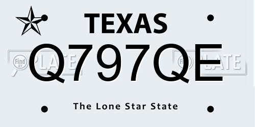Q797QE Texas License Plate