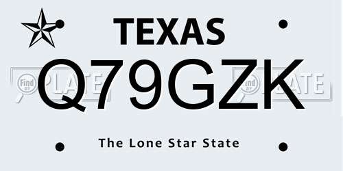 Q79GZK Texas License Plate