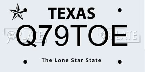 Q79TOE Texas License Plate