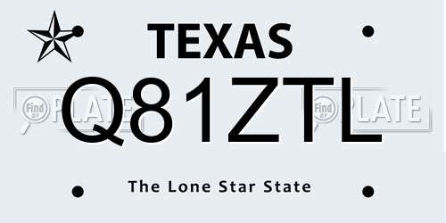 Q81ZTL Texas License Plate
