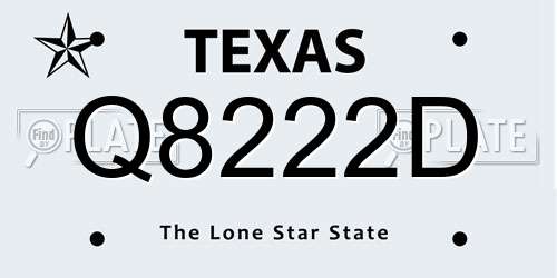 Q8222D Texas License Plate