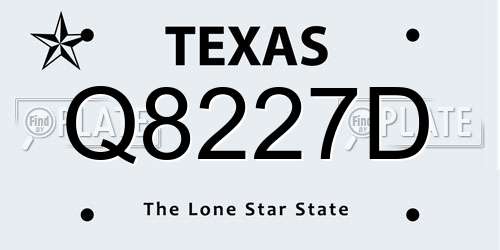 Q8227D Texas License Plate