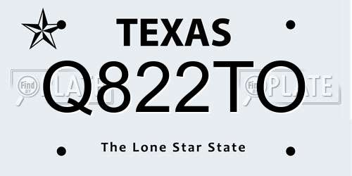 Q822TO Texas License Plate