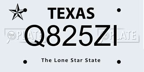 Q825ZI Texas License Plate