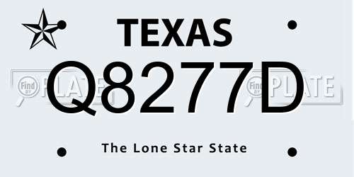Q8277D Texas License Plate