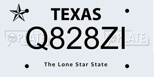 Q828ZI Texas License Plate