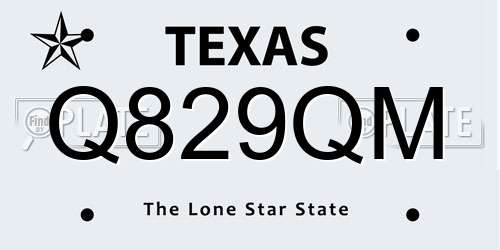 Q829QM Texas License Plate
