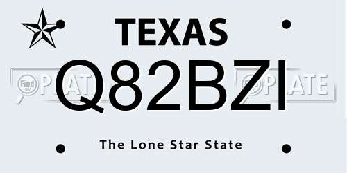 Q82BZI Texas License Plate