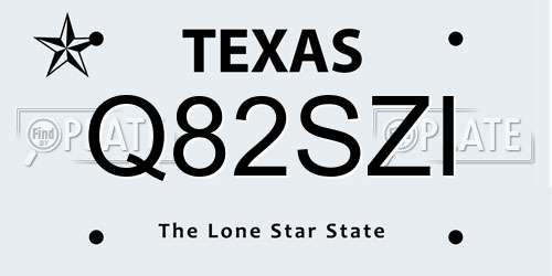 Q82SZI Texas License Plate