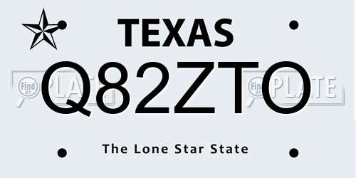 Q82ZTO Texas License Plate