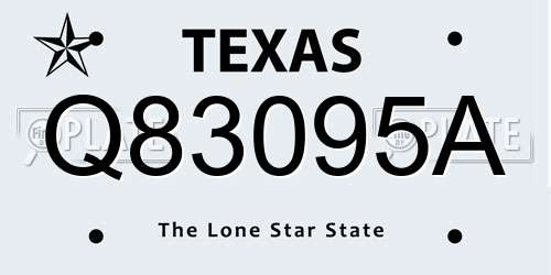 Q83095A Texas License Plate