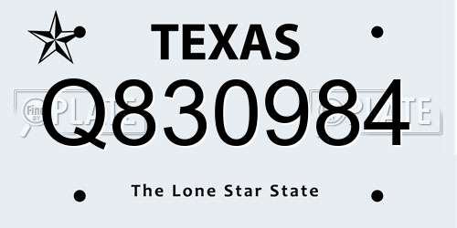 Q830984 Texas License Plate