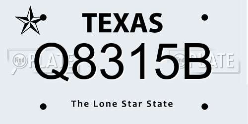 Q8315B Texas License Plate