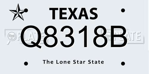 Q8318B Texas License Plate