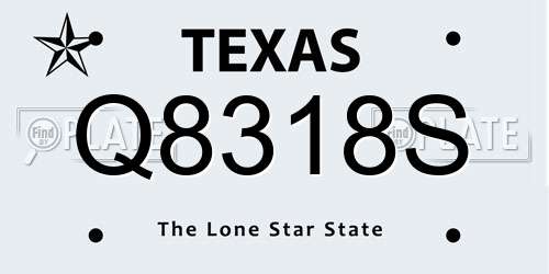 Q8318S Texas License Plate