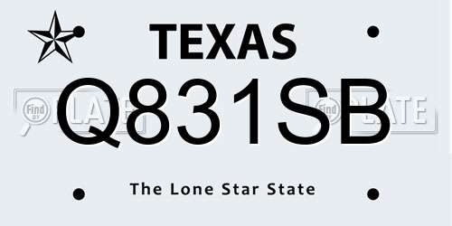 Q831SB Texas License Plate