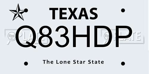 Q83HDP Texas License Plate