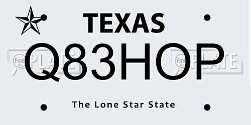 Q83HOP Texas License Plate