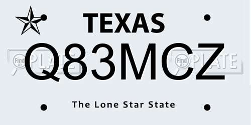 Q83MCZ Texas License Plate