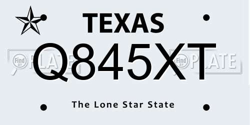 Q845XT Texas License Plate