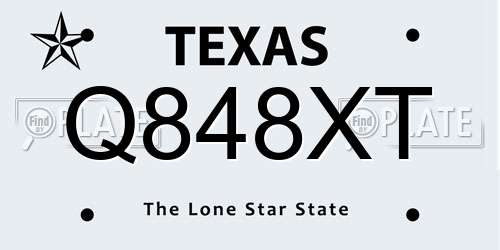 Q848XT Texas License Plate
