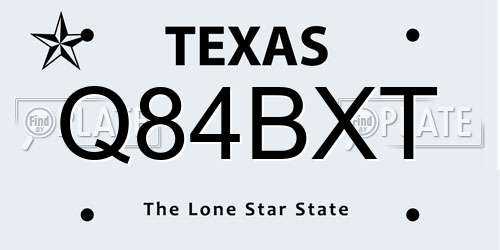 Q84BXT Texas License Plate