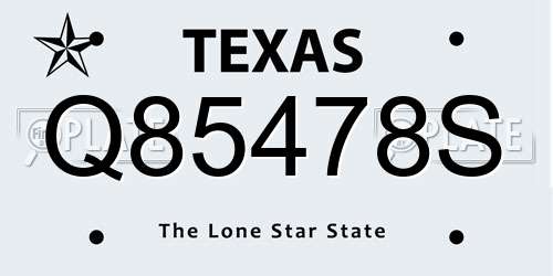 Q85478S Texas License Plate