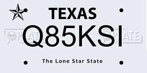 Q85KSI Texas License Plate