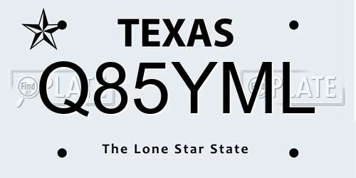 Q85YML Texas License Plate