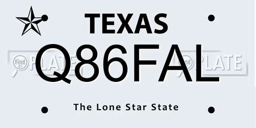 Q86FAL Texas License Plate