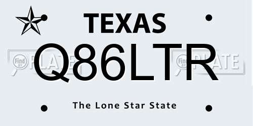 Q86LTR Texas License Plate