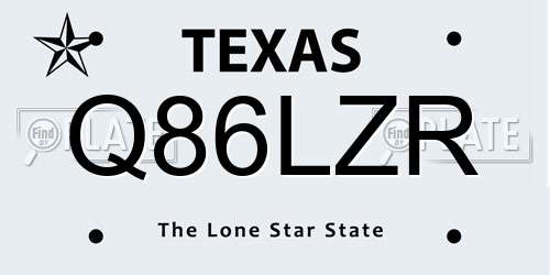 Q86LZR Texas License Plate