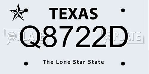 Q8722D Texas License Plate