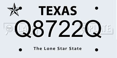 Q8722Q Texas License Plate
