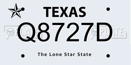 Q8727D Texas License Plate