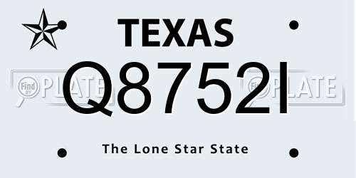 Q8752I Texas License Plate