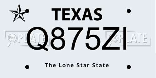 Q875ZI Texas License Plate