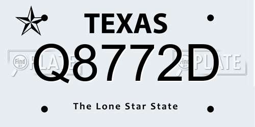 Q8772D Texas License Plate